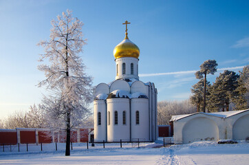 Dzerzhinsky, Russia - December, 2016: Ugresha Monastery in  winter day