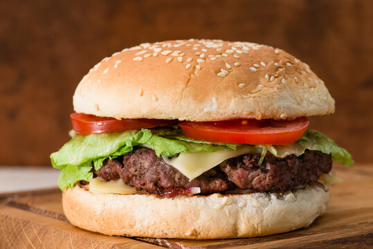 burger with steak closeup