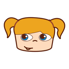 cute girl head drawing character vector illustration design