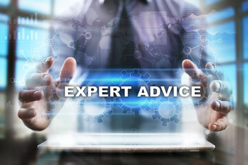 Fototapeta na wymiar Businessman using tablet pc and selecting expert advice.
