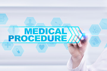 Medical doctor drawing medical procedure on the virtual screen.