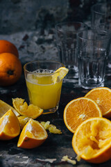 Fresh orange  juice and fruits