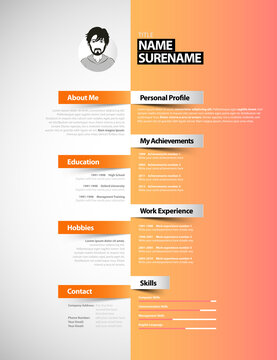 Creative Cv Template With Paper Stripes.