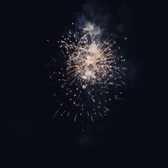 Fireworks and black background.
