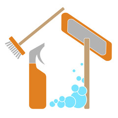The idea for the cleaning company's logo in the houses with an okay sign make up a house with a roof
