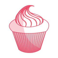 little delicious creamy cupcake vector illustration graphic design
