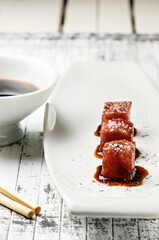 Red tuna sashimi.
