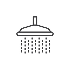 Shower line icon, outline vector sign, linear style pictogram isolated on white. Symbol, logo illustration. Editable stroke. Pixel perfect