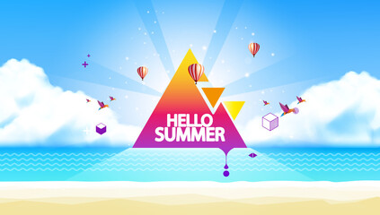 Creative Abstract Summer Landscape Vector, with Space for Your Text.