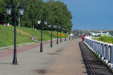 KOSTROMA, RUSSIA - July, 2016: Embankment of the Volga River in Kostroma