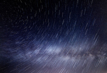Star trails Photography, and the light cloud of the milky way, star trails, star trek - obrazy, fototapety, plakaty