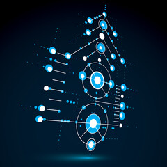 3d vector Bauhaus abstract background made with grid and overlapping simple geometric elements, circles and lines. Retro style artwork in blue color, graphic template for advertising poster.