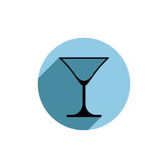 Classic empty martini glass, alcohol and entertainment theme illustration. Party lifestyle graphic goblet isolated.