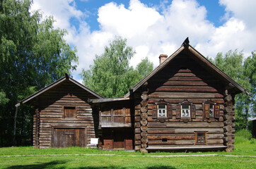 KOSTROMA, RUSSIA - July, 2016: Old wooden houses - monument of ancient Russian architecture
