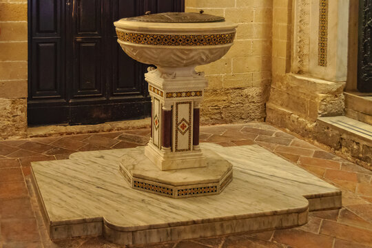 Baptismal font in the Royal Chapel Cappella Palatina - Palermo, Sicily, Italy