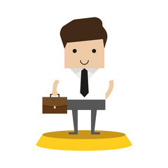 Businessman on Prize podium. Business Concept Illustration