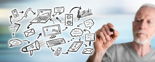 Man drawing communication concept