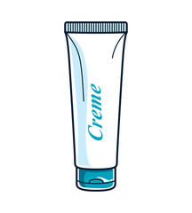 Vector illustration of blank cartoon tube for cosmetics, skincare and creme Beauty cosmetic container isolated on white background.