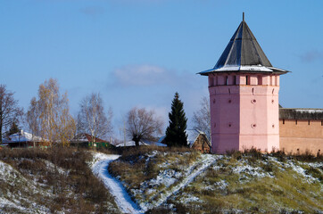 SUZDAL, RUSSIA - November, 2016: The Saviour Monastery of St. Euthymius in Suzdal in autumn day