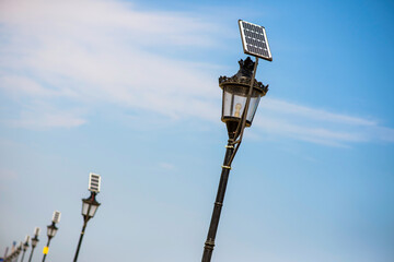 Street lights with solar panels