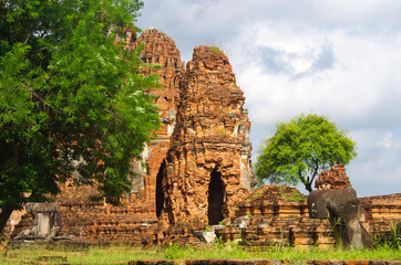 AYUTTHAYA, THAILAND - August, 2016: Ayutthaya Historical Park, Phra Nakhon Si Ayutthaya. Wat Mahathat temple