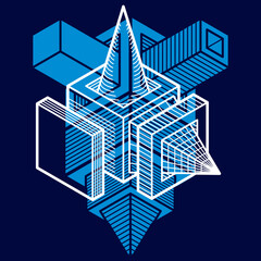 3D engineering vector, abstract shape made using cubes and geometric forms.