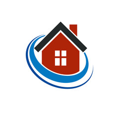 Construction company abstract vector symbol, building corporation. House design element, simple property developer or estate agency icon.