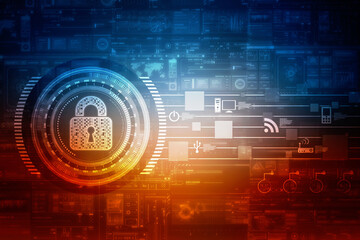 2d illustration Safety concept: Closed Padlock on digital background