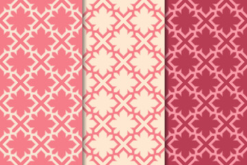 Arabic ornaments. Red vintage seamless pattern