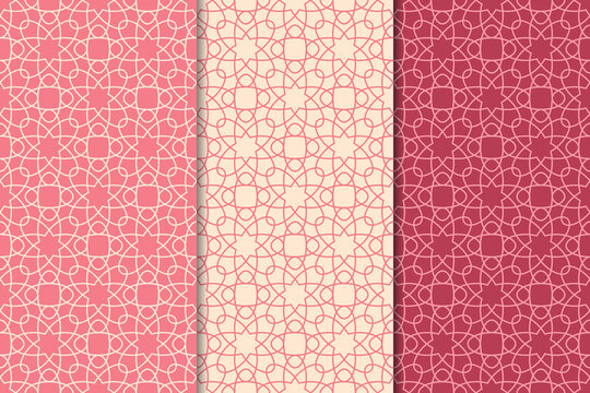 Arabic ornaments. Red vintage seamless pattern