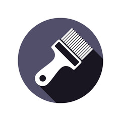 Renovation instrument used in whitewash, paint brush. Classic reparation tool. Building theme graphic vector design element.