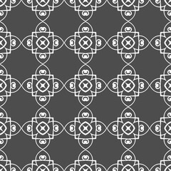 Grey ornamental seamless wallpaper pattern, vector illustration
