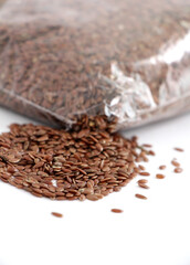 flax seeds on white background