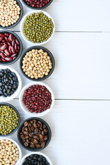 Different beans in bowl for background