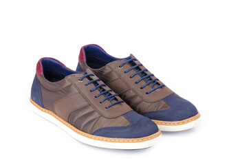 Brown man sneakers isolated on white