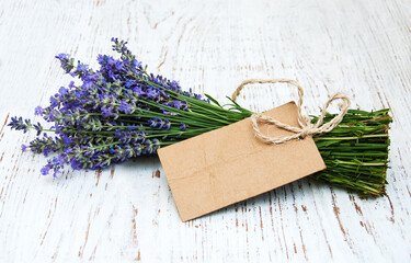 lavender flowers with tag