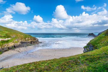 Inlet at the western end of Portreath Beach, Cornwall, UK.