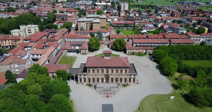 Villa Bagatti Valsecchi, villa, vista aerea, ottocento, villa italiana, Varedo, Monza Brianza, Lombardia Italia