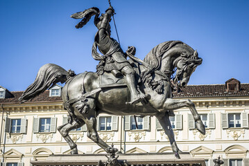 Obraz premium Turin, equestrian monument of king Emanuele Filiberto