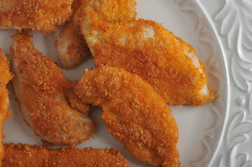 background of chicken nuggets in bowl top view