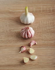 garlic. whole garlic bulb and garlic cloves