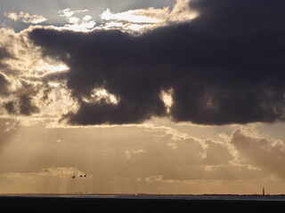 Clouds, birds and a lighthouse