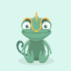 Cute chameleon. Vector illustration.