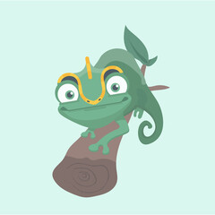 Cute chameleon. Vector illustration.