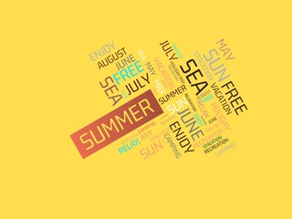 SUMMER - WINTER - image with words associated with the topic SUMMER AND SUN, word cloud, cube, letter, image, illustration