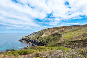 Fototapeta na wymiar River Cove and Towednack Quae Head and Trevega Cliff, near Zennor, Cornwall.