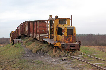 Old rusty train on rails, Ireland 