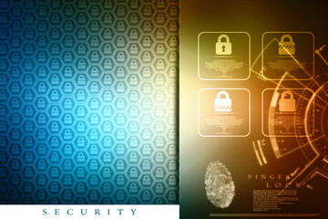 2d illustration Safety concept: Closed Padlock on digital background