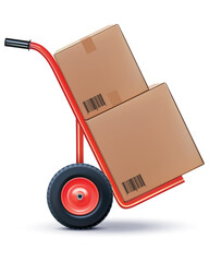 Shipping cart isolated on white. Vector 3d illustration - 157711829