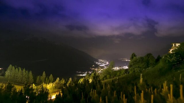 4K Timelapse Valley at night A little place of happiness at Mosern Tyrol Austria